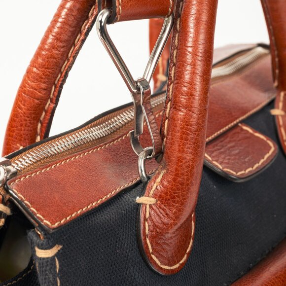 Chloe Edith Navy Canvas & Leather Trim Tote - Picture 8 of 15